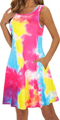 Vista 4 de Moskill - Vestidos de verano para mujeres, vestido casual de playa con bolsillos