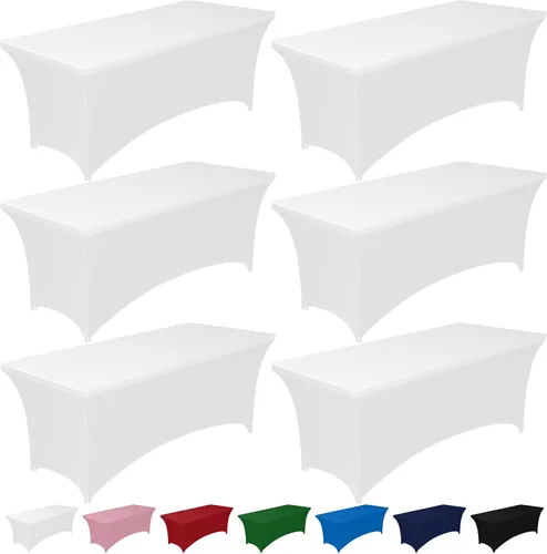Vista 14 de Pureegg - Juego de 2 manteles de elastano ajustables de 1,2 m para mesas rectangulares, mantel elástico y sin arrugas para mesa de masajes, fiestas