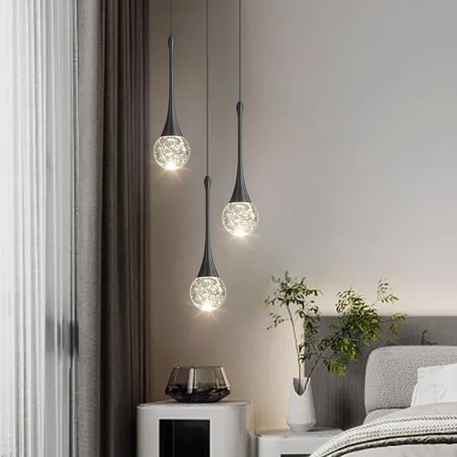 Vista 28 de Lámparas colgantes modernas para isla de cocina, LED, regulable, cristal glamuroso, iluminación colgante de techo para comedor, pasillo, dormitorio