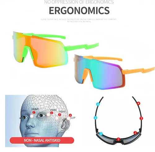 Vista 4 de SANPLMG UV400 Paquete de 2 gafas de sol deportivas sin marco para niños y niñas, ciclismo, béisbol, golf, jóvenes, gafas de sol deportivas