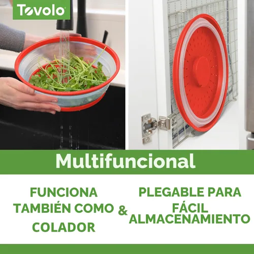 Vista 4 de Tovolo Cubierta antisalpicaduras para microondas para alimentos, mediano (rojo manzana acaramelada) – Tapa protectora antisalpicaduras de silicona