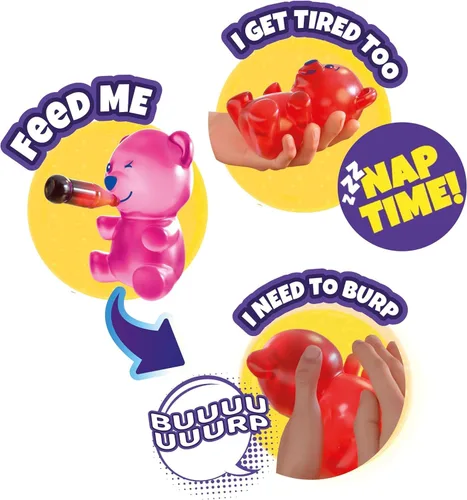 Vista 5 de Eolo Juguetes - Gummymals Blue. Mascota interactiva súper blanda estilo oso de gomita con más de 20 sonidos y reacciones para niños de 4 años
