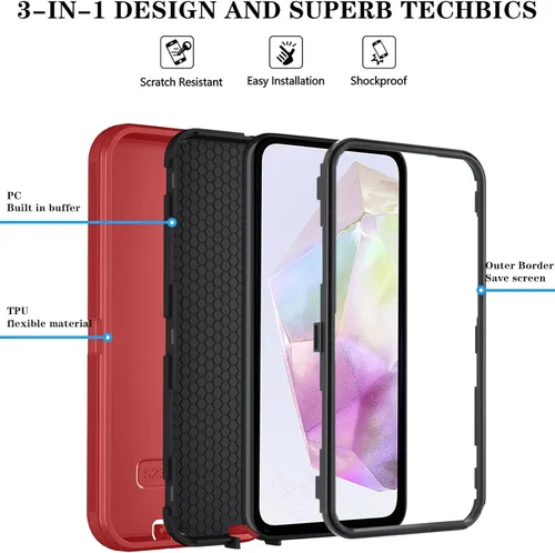 Vista 16 de ONOLA Funda compatible con Samsung Galaxy S24 Ultra con protector de pantalla HD, resistente a los golpes y a las caídas, funda de 3 capas