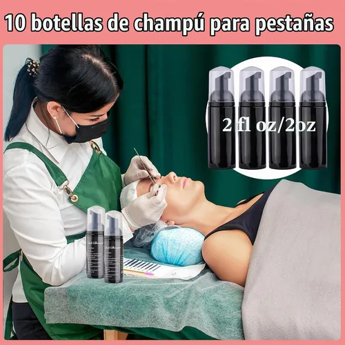 Vista 5 de Kit de limpieza de extensiones de pestañas 50pcs para clientes (negro) 10pcs Lash Brushes,10pcs Eyelash Cleaning Brush,10pcs Lash Bottles,10pcs