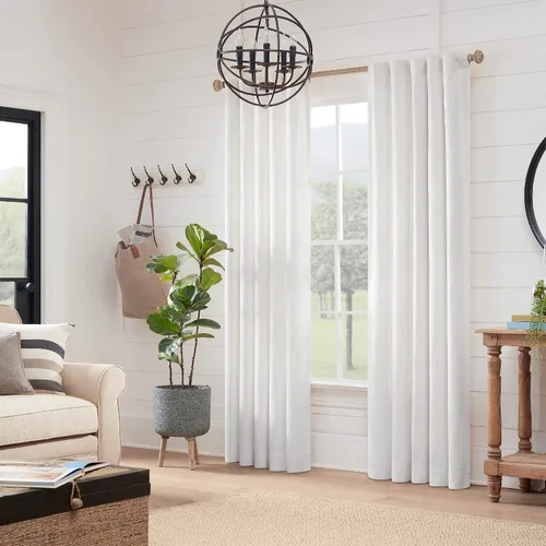 Vista 3 de [Usado] MODE Farmhouse Collection - Juego de barras para cortinas de 1 1/8 pulgadas de diámetro con remates de barras para cortinas con pomo