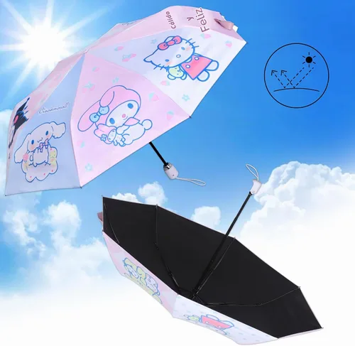 Vista 5 de Roffatide Paraguas de viaje plegable compacto de anime, con apertura automática, 8 costillas, resistente al viento, impermeable, protección contra
