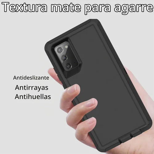 Vista 7 de Funda para Samsung Galaxy Note 20 (no para Note 20 Ultra), resistente funda protectora a prueba de polvo, a prueba de golpes, protección contra Negro