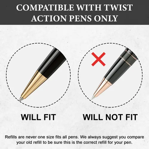 Vista 2 de Pen Savings - Paquete de 10 repuestos de bolígrafo compatibles con bolígrafos Montblanc Twist Style Ballpoint, punta media (paquete a granel) (negro)