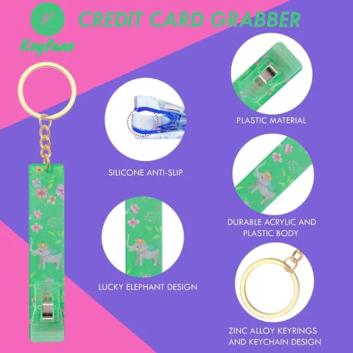 Vista 2 de Keyfans - 3 unidades de tarjetas de crédito para clavos largos, material acrílico extractor de tarjetas, clip de tarjeta para uñas largas