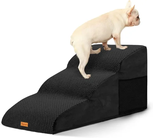 Vista 32 de 2-Step Dog Stairs for Small Dogs, Non-Slip Foam Pet Steps for Low Couch Bed Negro