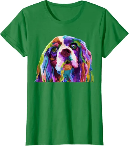 Vista 26 de Camiseta con diseño de Cocker Spaniel de arte pop para dueños de perros, Negro, S