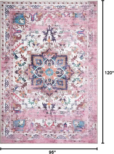 Vista 124 de GLN Rugs Traditional Collection - Alfombra de felpilla lavable a máquina, tradicional lavable, antideslizante, alfombra de felpilla de pelo corto