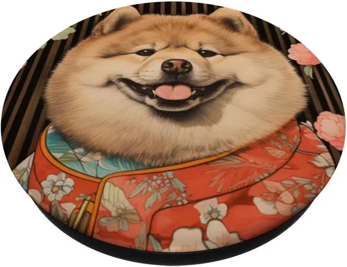 Vista 2 de Chow Chow - Disfraz Kawaii para perro japonés leal amigo de mascotas, PopSockets estándar PopGrip
