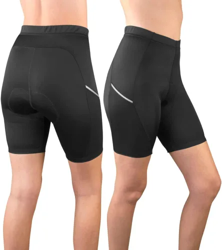 Vista 4 de AEROTECHDESIGNS Pantalones cortos de ciclismo acolchados Luna para mujer Bolsillo reflectante colorido Fabricado en Estados Unidos