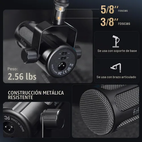 Vista 7 de FIFINE AmpliTank TANK1 XLR Micrófono dinámico para grabación vocal Podcast
