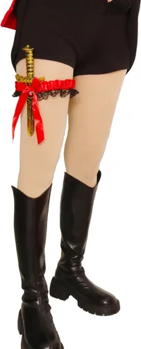 Vista 3 de 2 ligas de lazo con daga pirata, anillo de pierna de lazo de encaje, funda de pierna de espada para Halloween, carnaval, accesorios de vestir