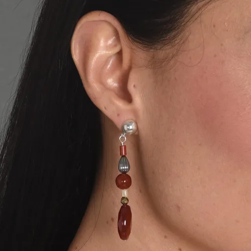 Vista 3 de American West - Juego de aretes y collar con cuentas de sol y corazón de plata de ley para mujer, de 17 o 21 pulgadas