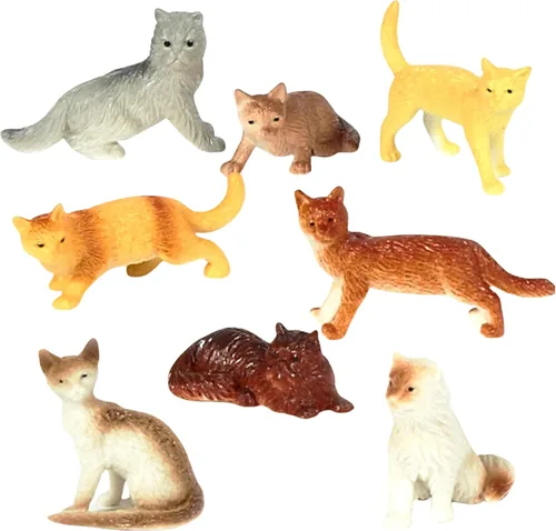 Vista 2 de Juguete de muñecos de gatos surtidos, de plástico, 2 pulgadas, Blanco