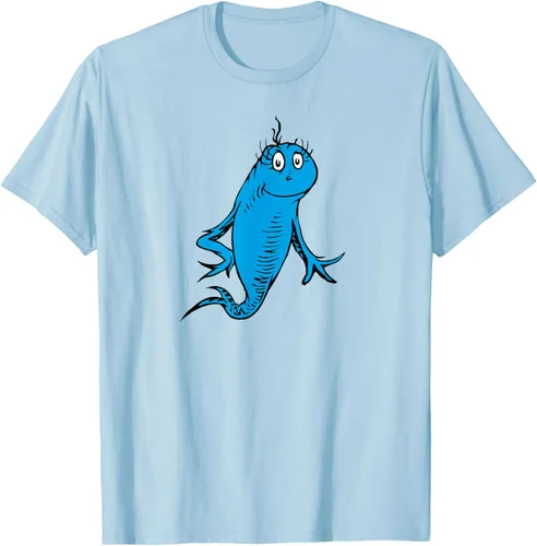 Vista 87 de Dr. Seuss Blue Fish Character - Camiseta con licencia oficial Negro