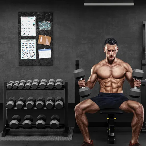 Vista 7 de Juego de mancuernas hexagonales con revestimiento de goma de alta calidad, varios tamaños, mancuernas para ejercicio y fitness, múltiples paquetes