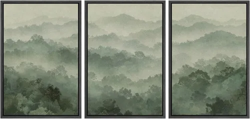 Vista 127 de SIGNWIN Lienzo enmarcado para pared, juego de arte de campos pastorales, flores silvestres, campo rústico, paisaje, floral, ilustraciones modernas