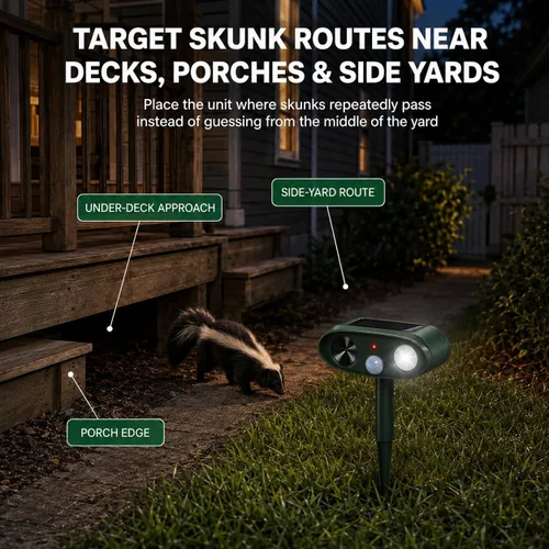 Vista 8 de 0601 Sonic Fortress Pro - Dispositivos repelentes de ciervos, repelente solar ultrasónico de animales con sensor de movimiento y luz de flash, carga
