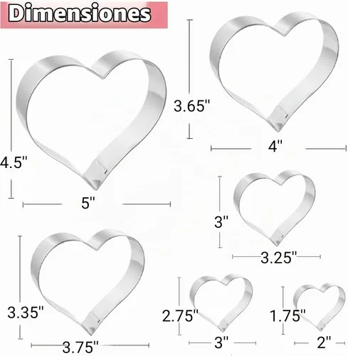 Vista 2 de JOB JOL Cortadores de galletas con forma de corazón, 6 piezas, 2 pulgadas