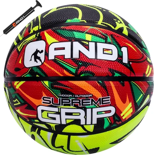 Vista 11 de AND1 Supreme Grip - Pelota de baloncesto de goma de tamaño 7 (29.5 pulgadas) con construcción de canal profundo, pelota oficial de Streetball, hecha