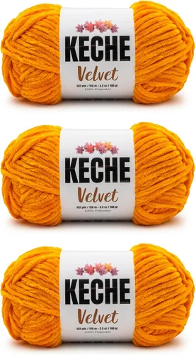 Vista 187 de Keche Hilo para ganchillo, hilo de terciopelo, chenilla suave, manta de bebé voluminosa amigurumi Yarn 3.53 oz (132 yardas) - Arona