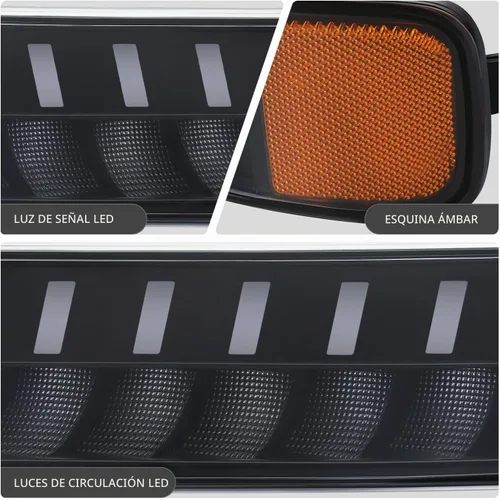 Vista 4 de DNA MOTORING Par de luces de señal de giro LED DRL de arranque secuencial para parachoques Compatible con Chevy GMC Express Savana 1500 03-14