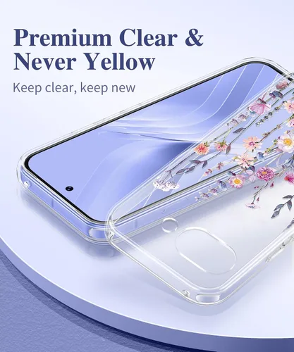 Vista 3 de GVIEWIN Funda para Google Pixel 10a con protector de pantalla, protección contra caídas de grado militar, no amarillenta, transparente, floral