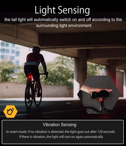 Vista 6 de TOWILD TL03 - Luz trasera para bicicleta, luces traseras de bicicleta con detección de freno inteligente, cable tipo C, impermeable, luces traseras