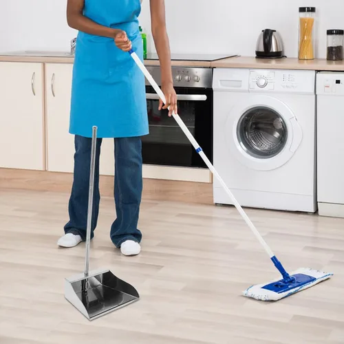Vista 9 de Lurrose Recogedor vertical con mango largo, pala de basura de gran capacidad para limpieza del hogar, agarre ergonómico, diseño resistente al