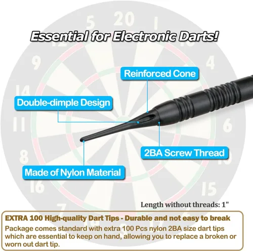 Vista 5 de 12 Pack Soft Tip Darts - Plastic Tip Darts 18 Grams with 100 Extra Dart Tips, Dart Flight Protector, Aluminum Shafts and Rubber O-Rings