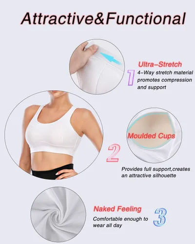 Vista 3 de RUNNING GIRL - Brasier deportivo de alto impacto para mujer, brasier de espalda cruzada, brasier de entrenamiento, brasier de yoga de línea larga