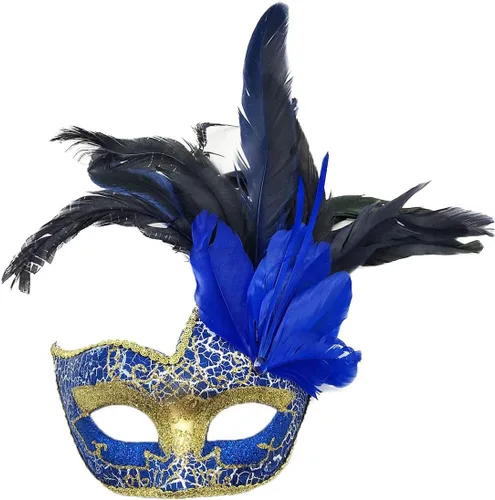 Vista 2 de Máscara de disfraz de plumas para mascarada, máscara de Halloween, Mardi Gras, fiesta de cosplay