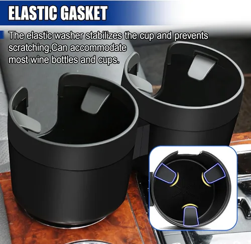 Vista 5 de Extensor de Portavasos Doble para Automóvil, Soporte Multifuncional 2 en 1 para Bebidas de Auto con Inserto de Base Ajustable, Adaptador