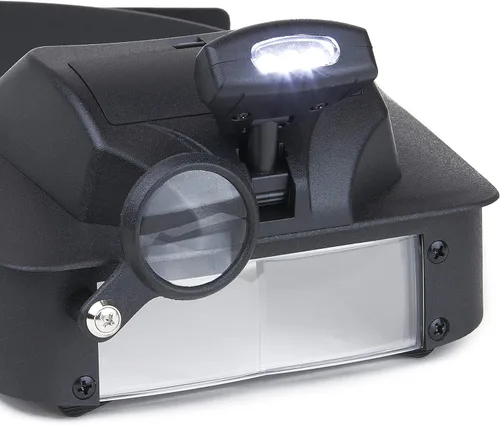 Vista 7 de Carson LumiVisor - Lupa de cabeza, visera de cabeza negra con lupa iluminada LED (2x/3x/5x/6x) (LV-10)