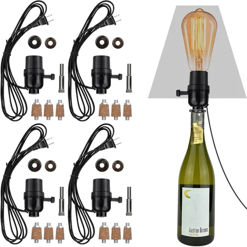 Vista 9 de Kit de lámpara de botella Aokpsrt con broca de vidrio de 9mm DIY Kit de lámpara para botellas de licor con enchufe deslizante y cable