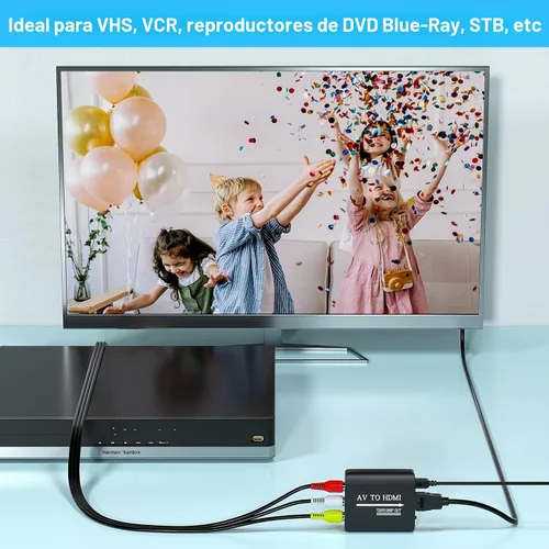 Vista 6 de GINGIN Convertidor AV a HDMI, adaptador AV a HDMI, compatible con 720p/1080p para reproductores de DVD PS1/PS2/PS3/Xbox