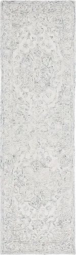 Vista 3 de SAFAVIEH Trace Collection Alfombra de pasillo, 2 pies 3 pulgadas x 8 pies, marfil y carbón, lana hecha a mano, ideal para zonas de alto tráfico