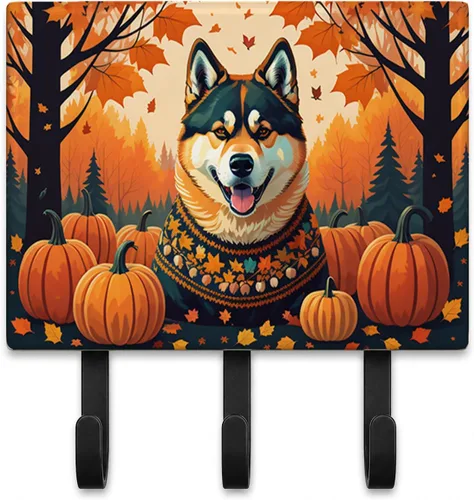 Vista 58 de Affenpinscher - Correa de otoño o llavero Affenpinscher Fall artwork on ceramic tile with three steel hooks for keys, leashes, towels