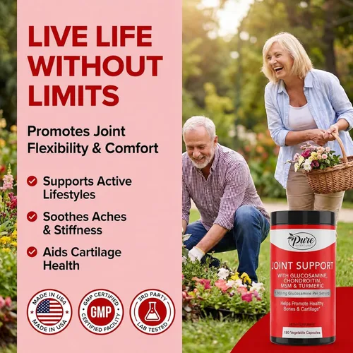 Vista 3 de Pure By Nature Glucosamina condroitina MSM cúrcuma Boswellia (suministro para 60 días) – Suplemento de apoyo articular para mujeres y hombres, apoyo
