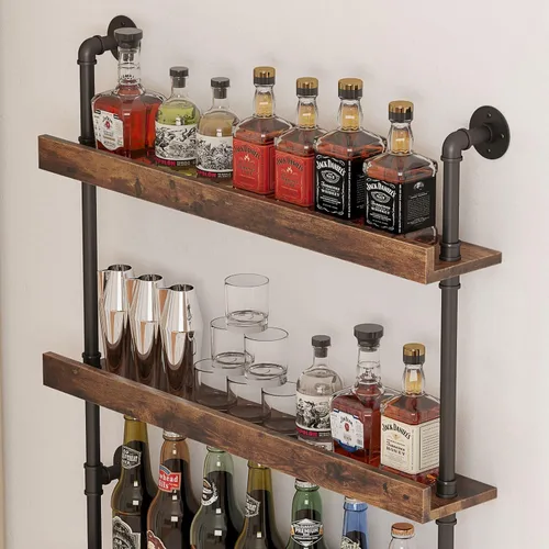 Vista 5 de Estante de vino de 5 niveles montado en la pared, 23.6 pulgadas de Negro
