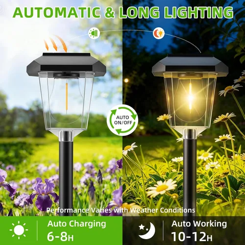Vista 5 de Paquete de 16 luces solares para caminos al aire libre, luces solares LED Negro