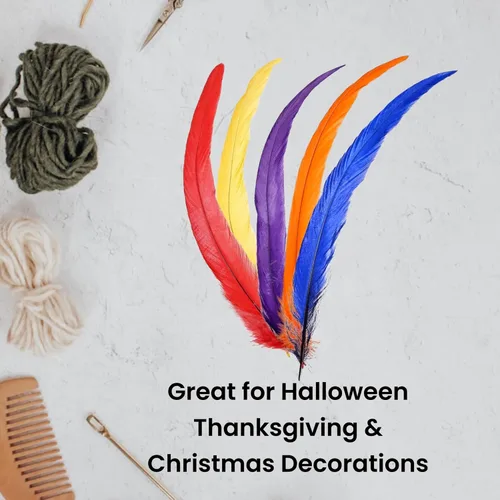 Vista 5 de ALAZCO 120 plumas naturales coloridas para manualidades, atrapasueños, disfraces de 6 a 9 pulgadas de largo, colores vibrantes, festivales