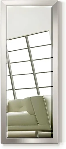 Vista 5 de Espejo de maquillaje rectangular, espejo de pared con marco de madera desgastada para decoración del hogar, se puede colgar de forma vertical u Negro