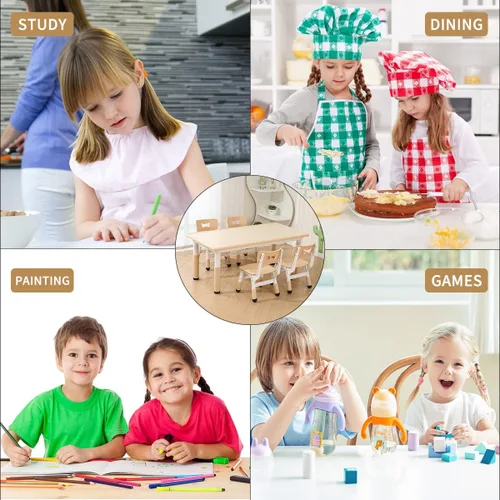 Vista 5 de Juego de mesa y silla para niños, mesa y silla para niños, mesa ajustable para niños, patas y organizador de mesa antideslizantes, escritorio