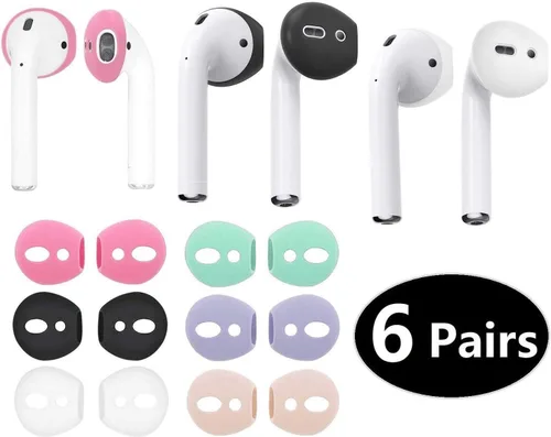 Vista 2 de JNSA Fundas para AirPods compatibles con AirPods 2/AirPods 1/EarPods, auriculares antideslizantes ultrafinos de silicona, 6 pares, 6 pares de 6 6