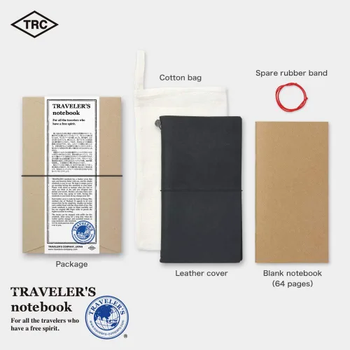 Vista 2 de Libreta negra de piel para viajeros Midori